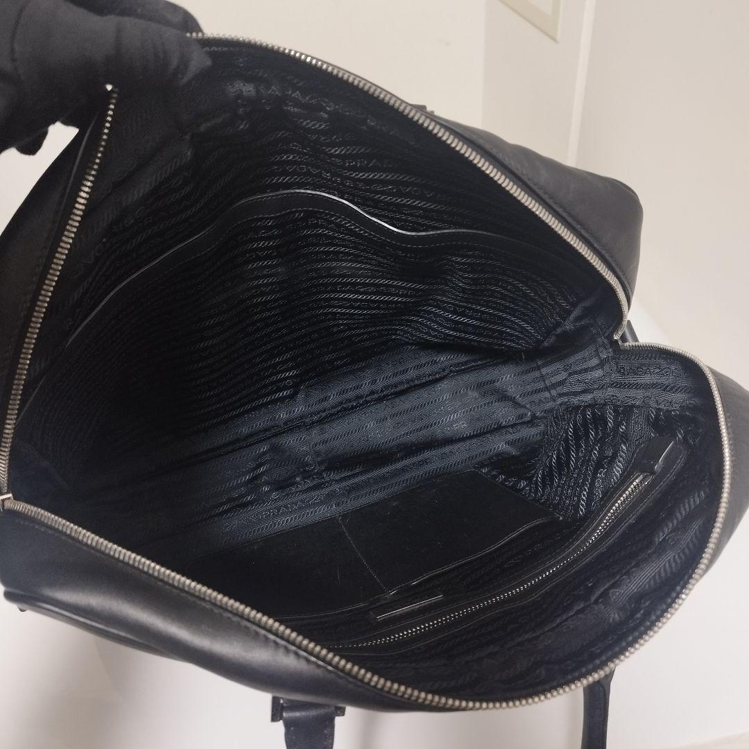 極美品☆　プラダ 2way　オールレザー　ビジネスバッグ　サイドロゴプレート