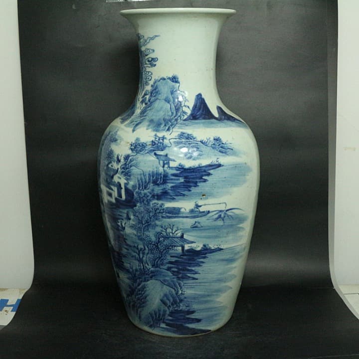 時代物 骨董品   清朝  染付け花瓶  磁器
