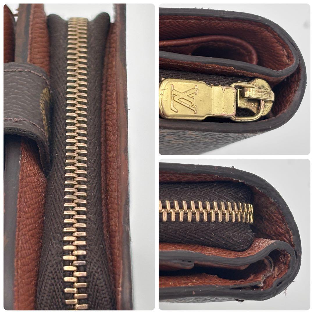 ルイヴィトン モノグラム コンパクトジップ　二つ折り財布　ブラウン 正規品