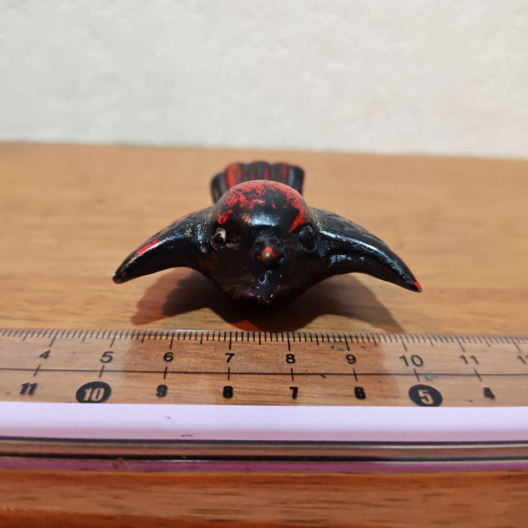 時代提物 極上木彫根付【福来雀】両羽根間約5.1cm 嘴尾間約6cm 重さ約8ｇ
