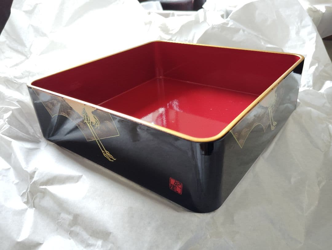 漆器 重箱 三段（鶴）No.3