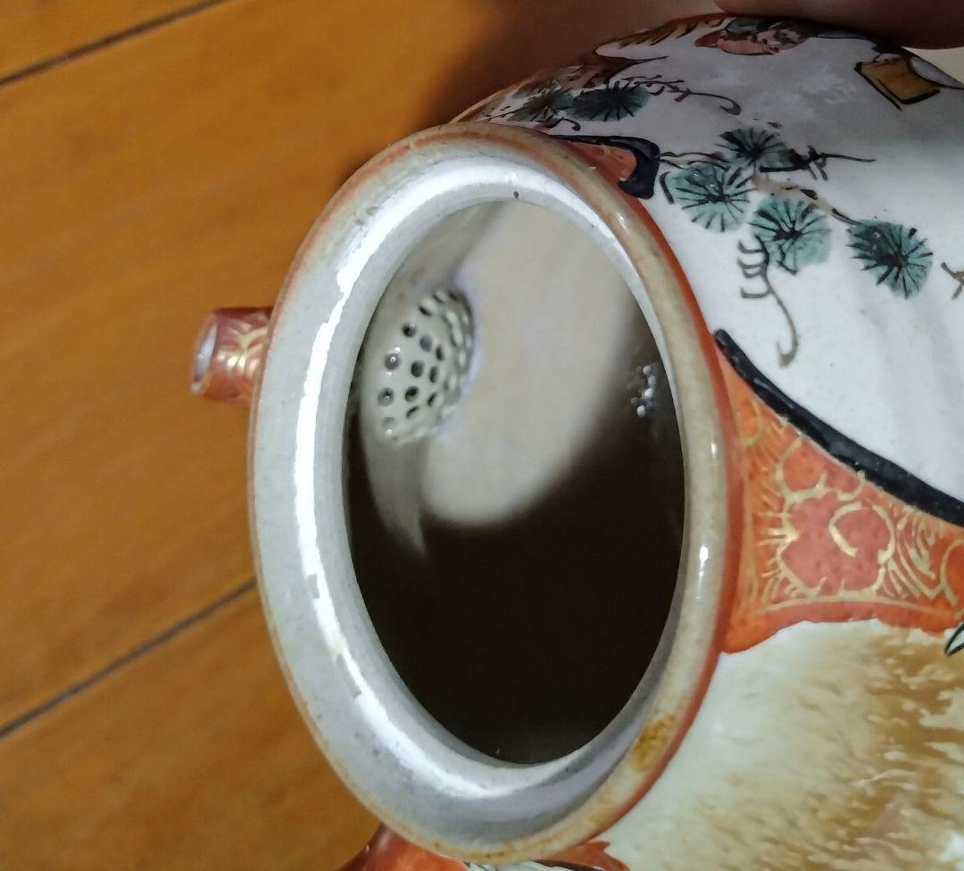 九谷焼 赤絵 金彩 人物 花絵 茶器セット 7点 明治時代物