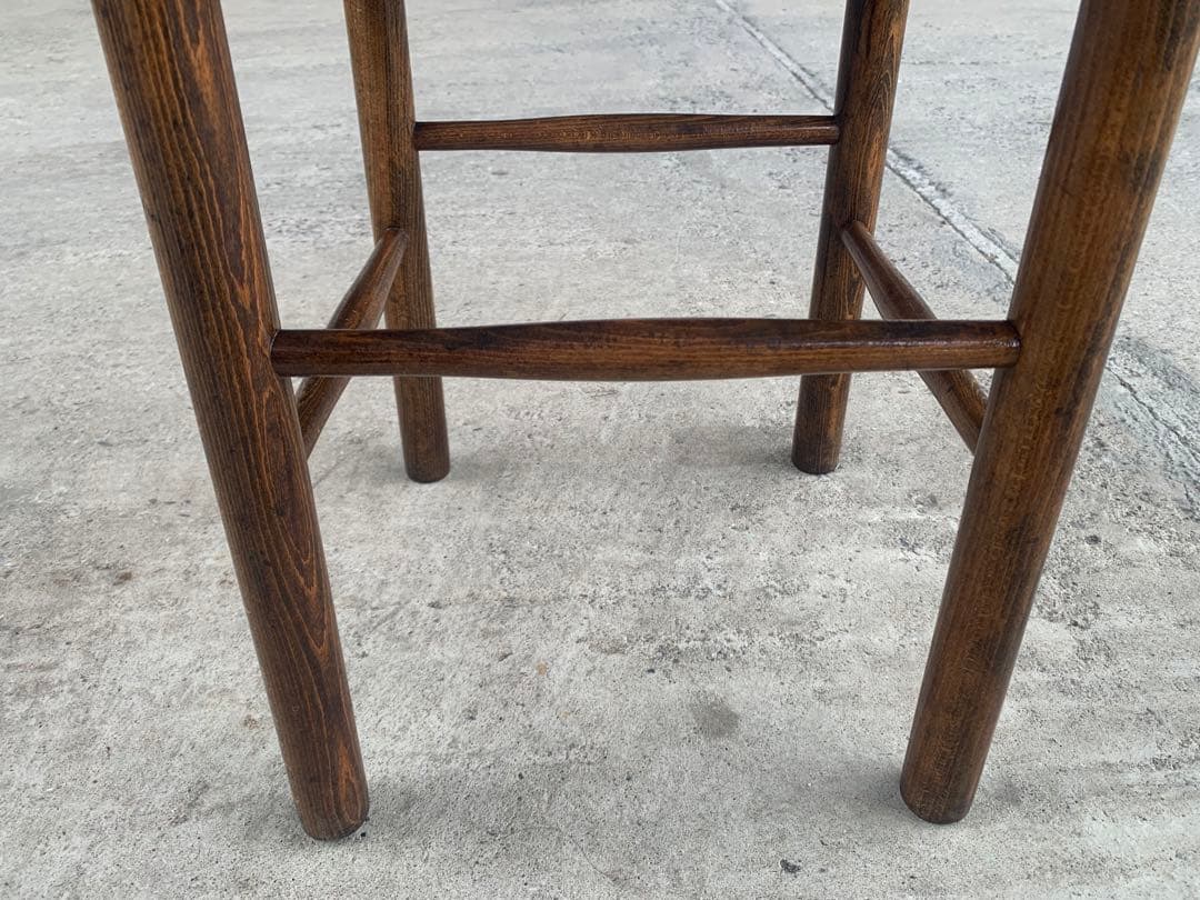 アンティーク ラッシュ スツール 縄編み チェア 民芸家具 椅子 No.2