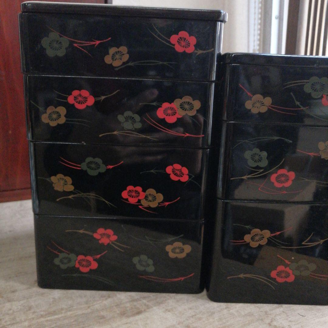 骨董　弁当箱　漆器　木製　重箱　木箱　お盆　セット　松葉に梅