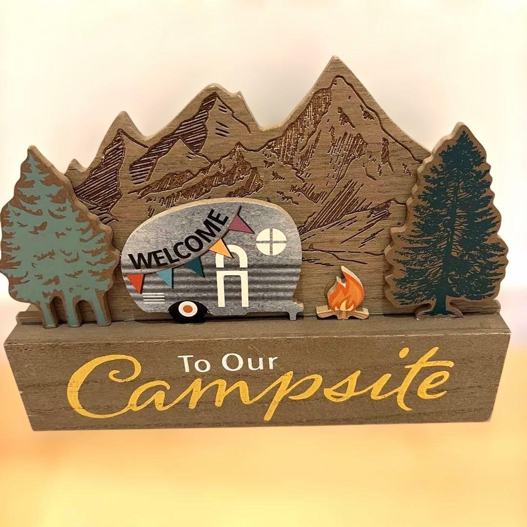 アウトドア、キャンプテーマ 木製装飾品3点セット