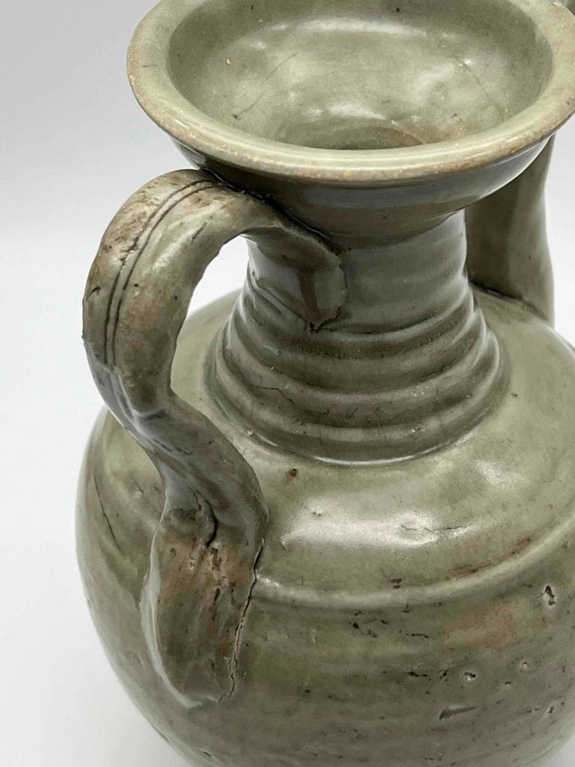 北宋時代　青磁弦紋水注　越州窯　水滴　水指　水差し　茶道具(C-68)