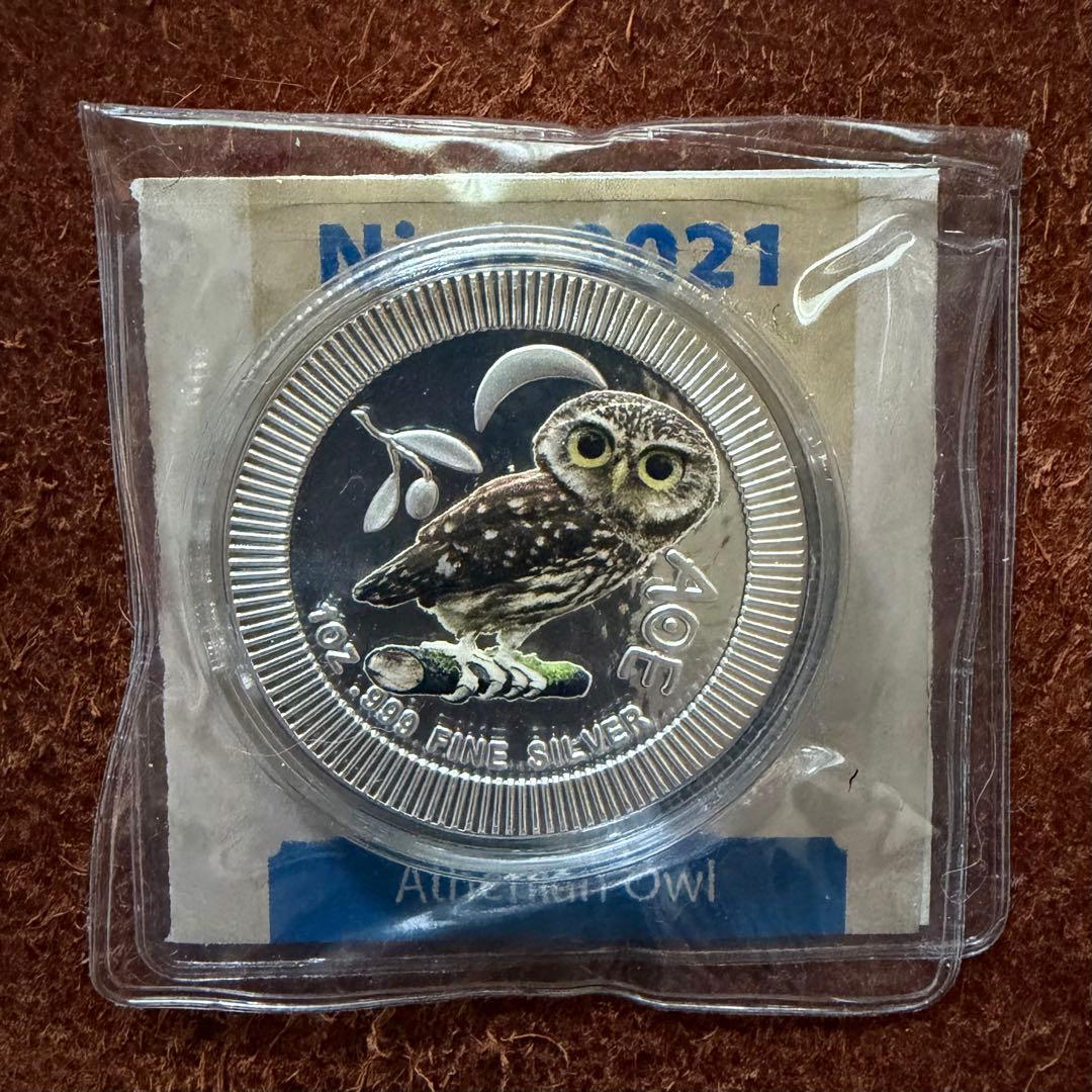 レア☆2021年 ニウエ $2 アテネ フクロウ 1oz 純銀 銀貨 