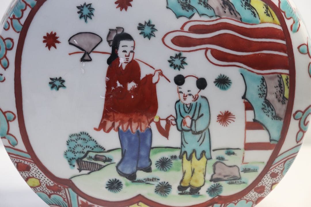 時代　九谷焼瓢箪扁瓶　万暦九谷　送料込み0503