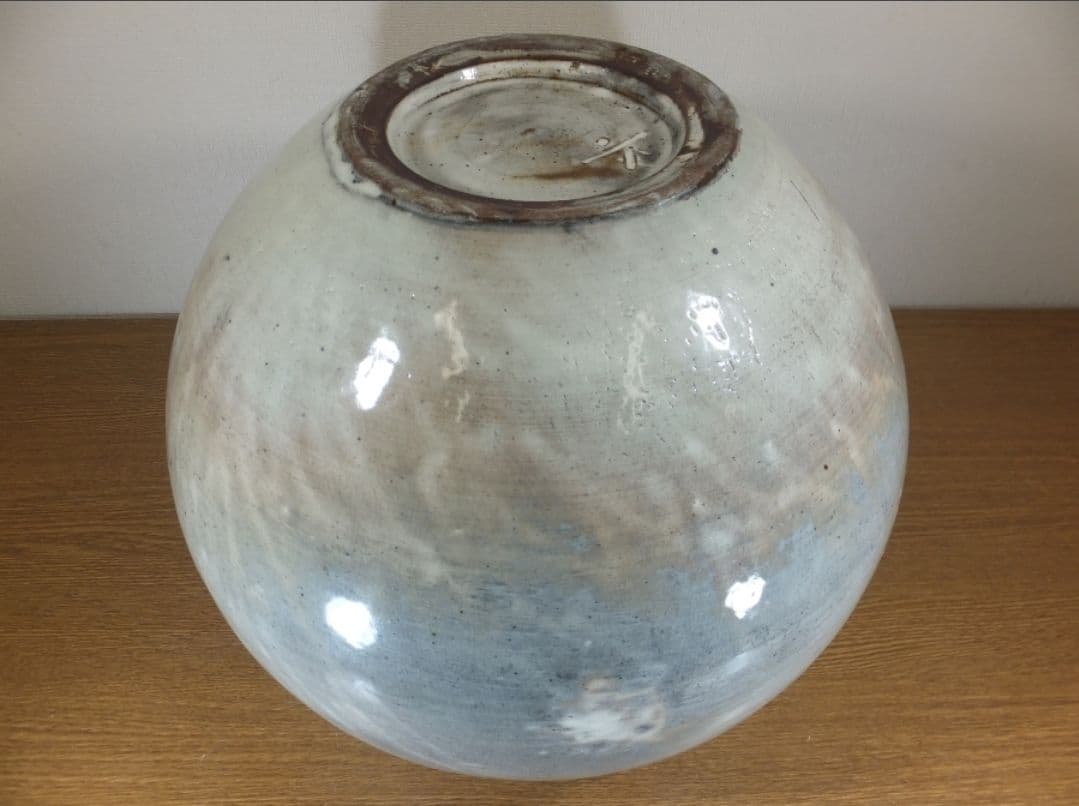 真作保証 小川哲男 大作 約33.2cm 粉引壷 日本工芸会 コレクター放出品