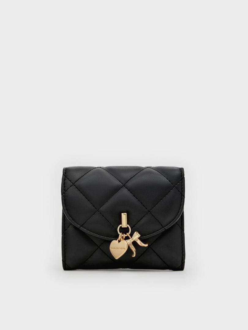 CHARLES & KEITH 三つ折財布 ブラック キルティング