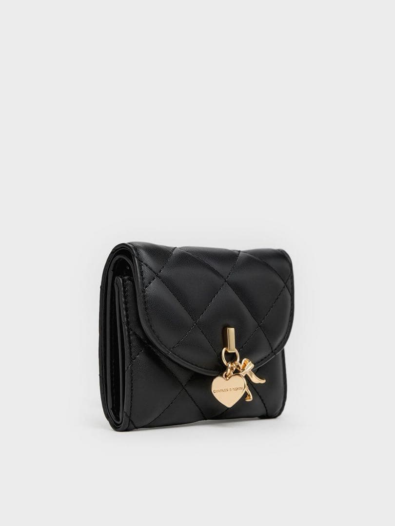 CHARLES & KEITH 三つ折財布 ブラック キルティング