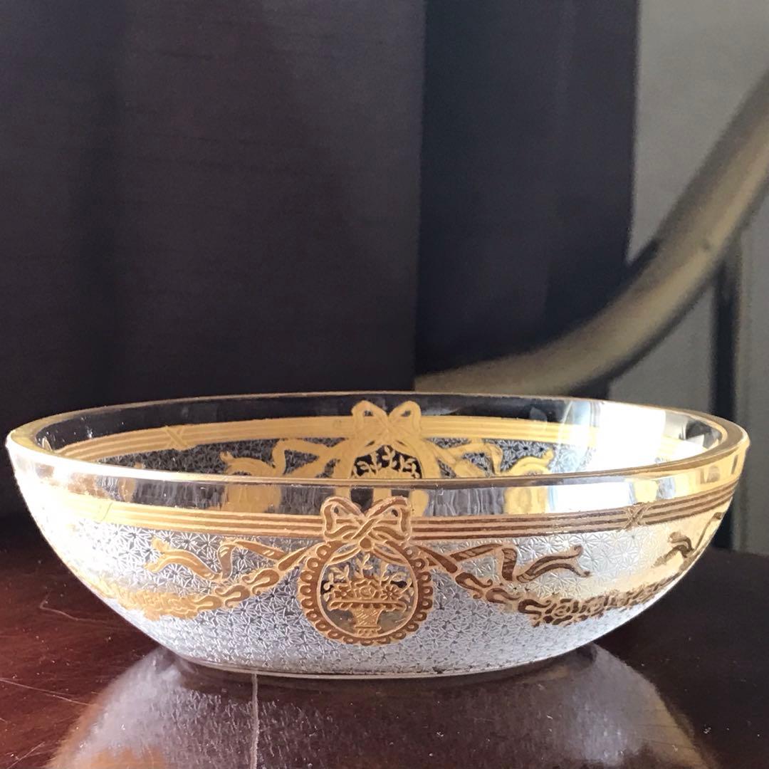 素敵な★オールドサンルイSt LouisサフォSaphoクリスタル石鹸入れ☆金彩