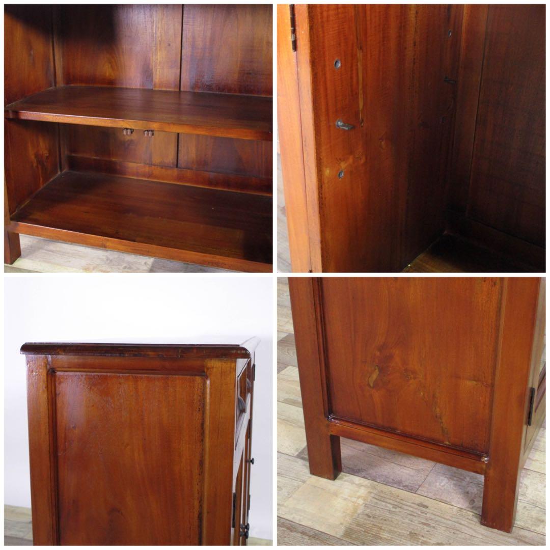 D 新品 アジアン キャビネット アンティーク カントリー 本棚 食器棚 飾り棚