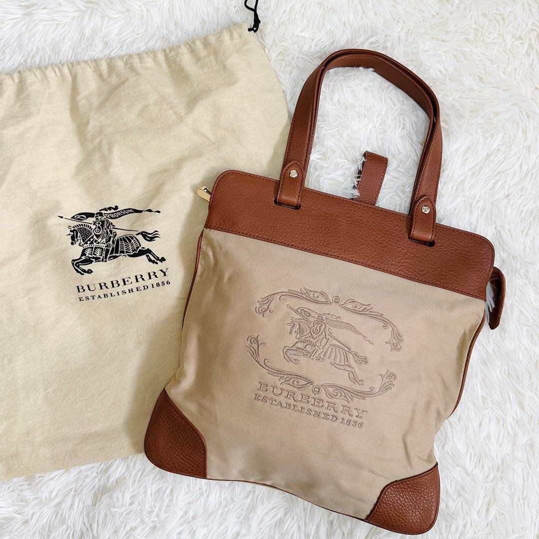BURBERRY バーバリー トートバッグ ノバチェック ロゴ刺繍 保存袋付き