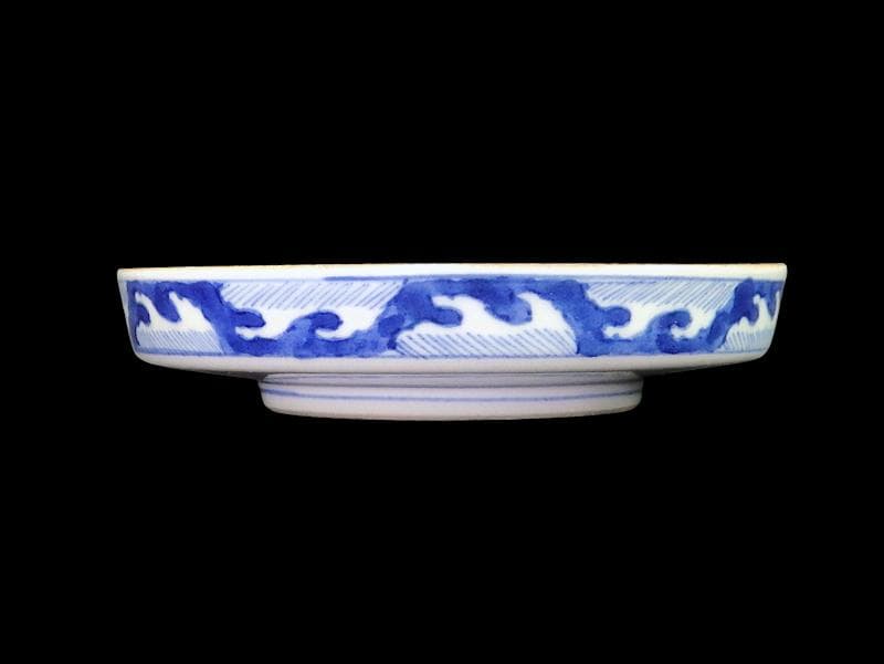 大聖寺伊万里　金襴手　寿に花　牡丹の図　縁高４寸皿　３枚　143AS-CUu