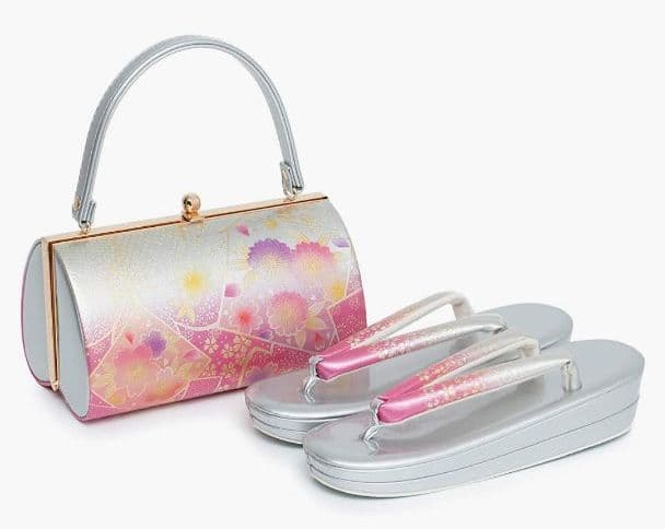 振袖用 バッグ 草履セット シルバー
