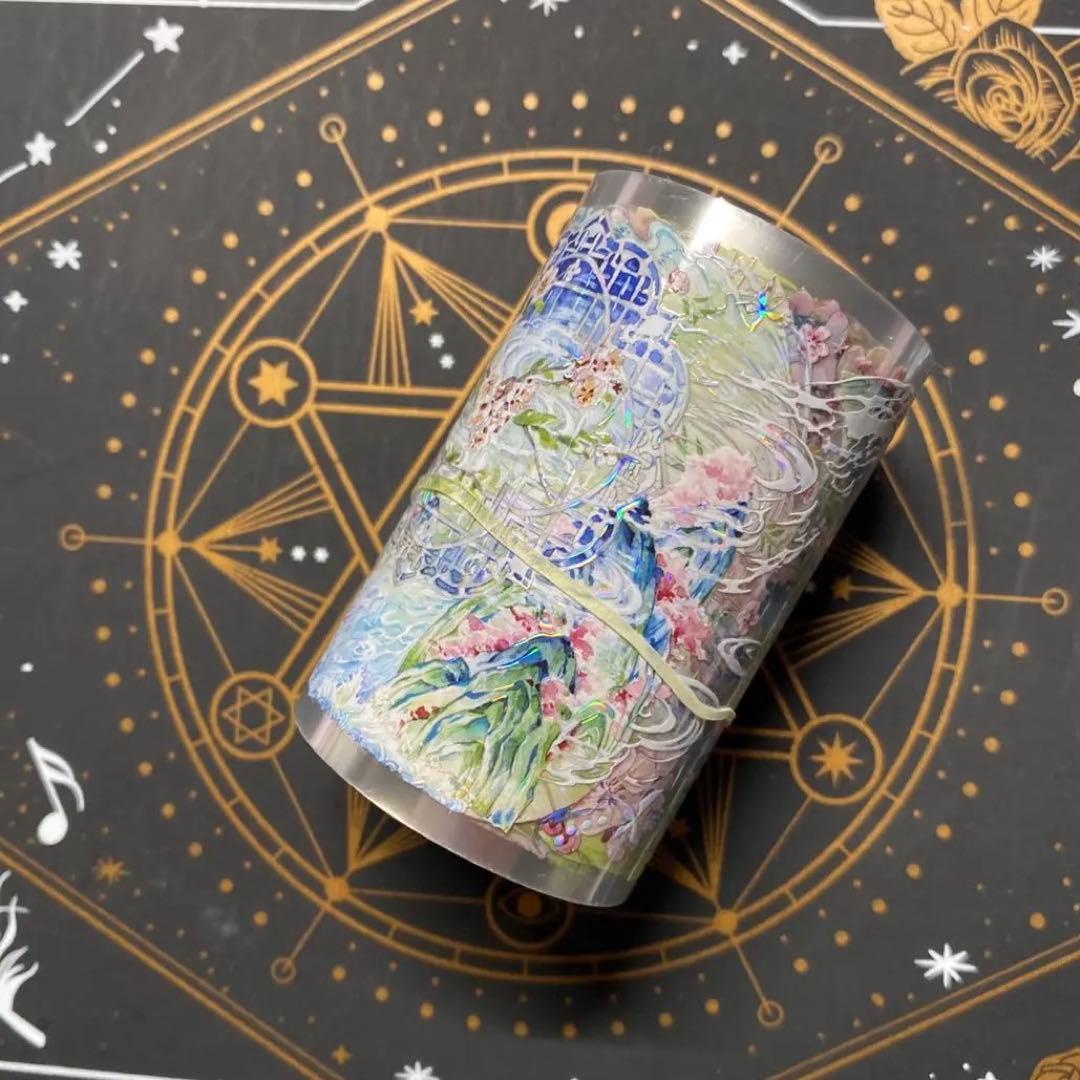 【9254】海外　マステ　中古巻　貝殻光マスキングテープ　半透明　自然風景