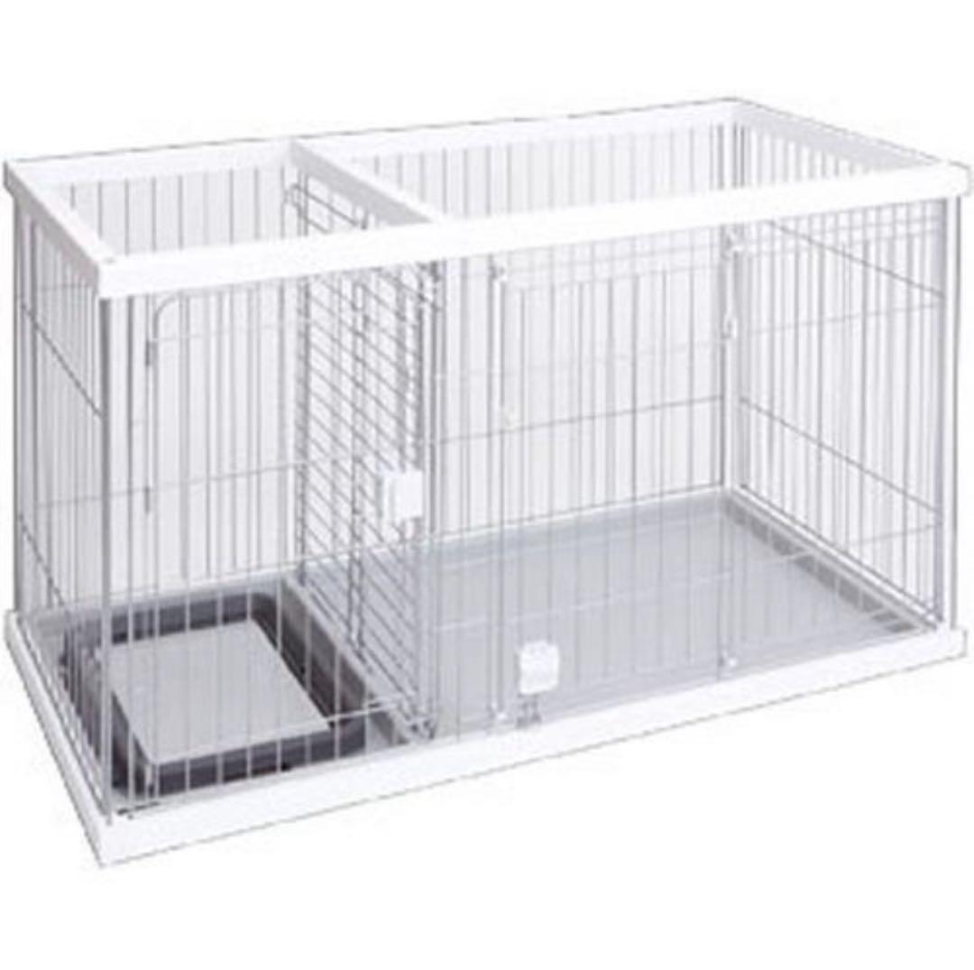 ペティオ　犬用ケージ トイレ分離タイプ ホワイト　屋根付直接渡し優先