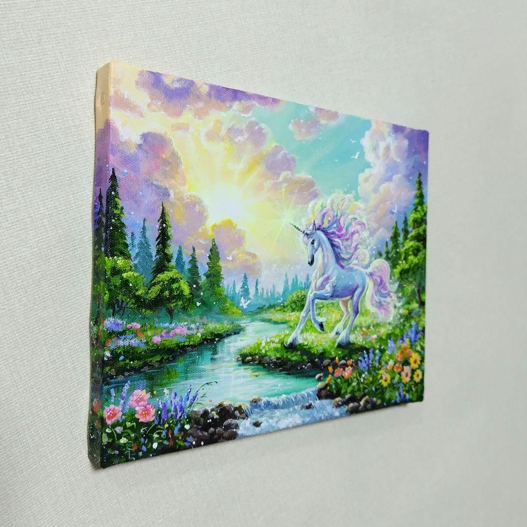 琥*ん様 【ユニコーン】アクリル画 F3 風景画 絵画