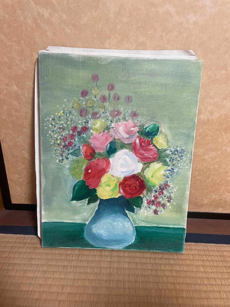 油絵　花　縦42cm  横32cm