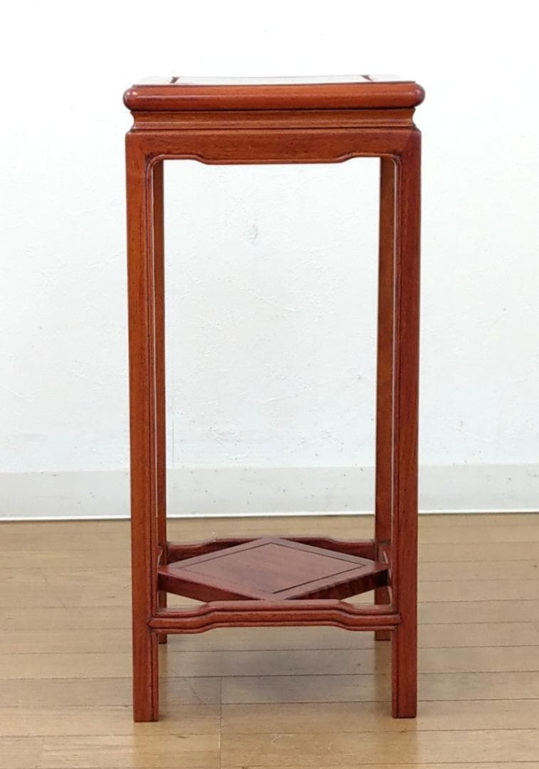 美品 唐木 花梨 象嵌 螺鈿細工 高卓 正方卓 花台 飾り台 香炉台 盆栽台