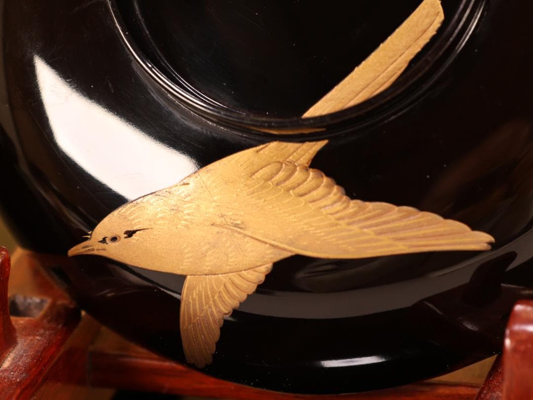 BK413　時代輪島塗　蓮図金蒔絵　吸物椀　二客　木製　茶道具 懐石 会席 菓子