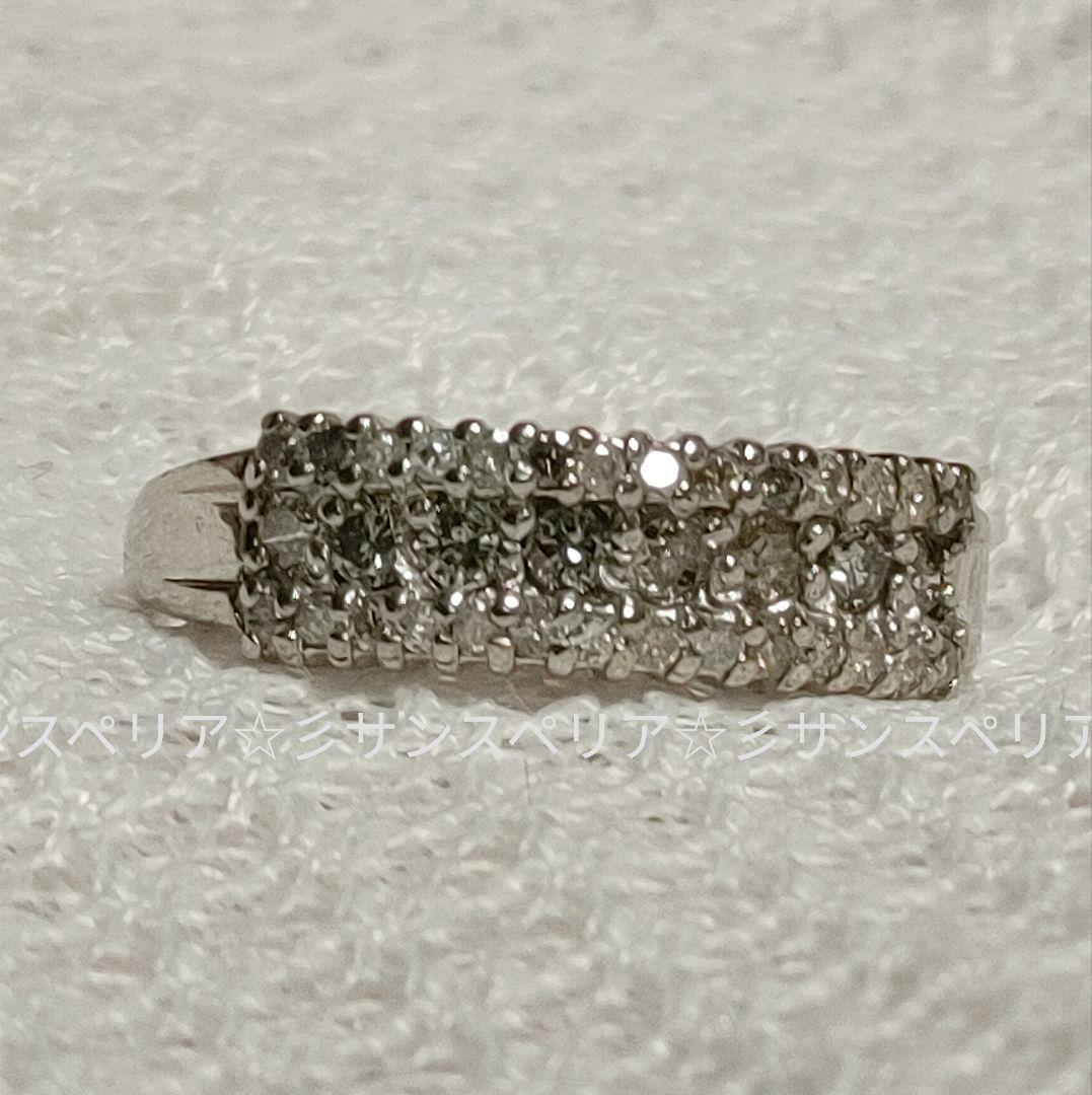 最終お値下げ Pt900 一文字0.5ct ダイヤモンドデザインリング