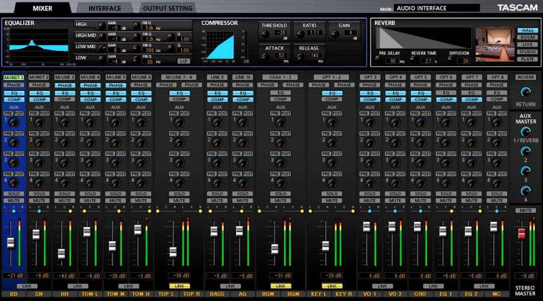 TASCAM US-20x20 オーディオインターフェイス