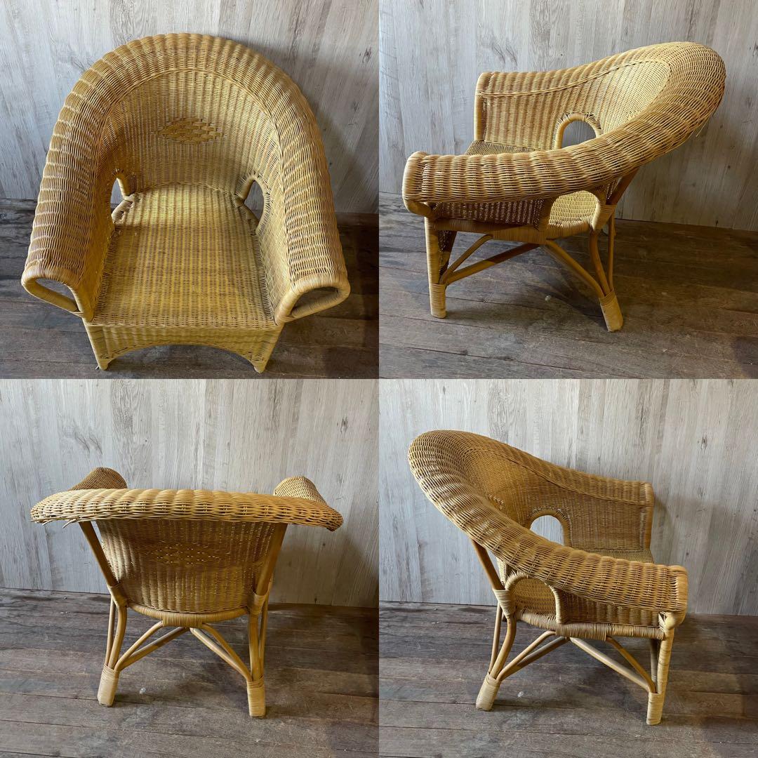 ラタン ダイニングセット 4点 ビンテージ アンティーク家具 ラタン家具 籐