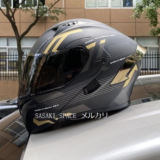 新品　バイク ダブルレンズ システム 内蔵レンズ フルフェイスヘルメット　L