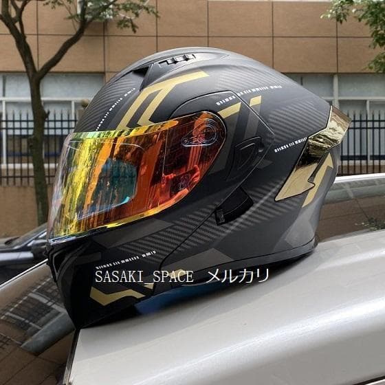 新品　バイク ダブルレンズ システム 内蔵レンズ フルフェイスヘルメット　L