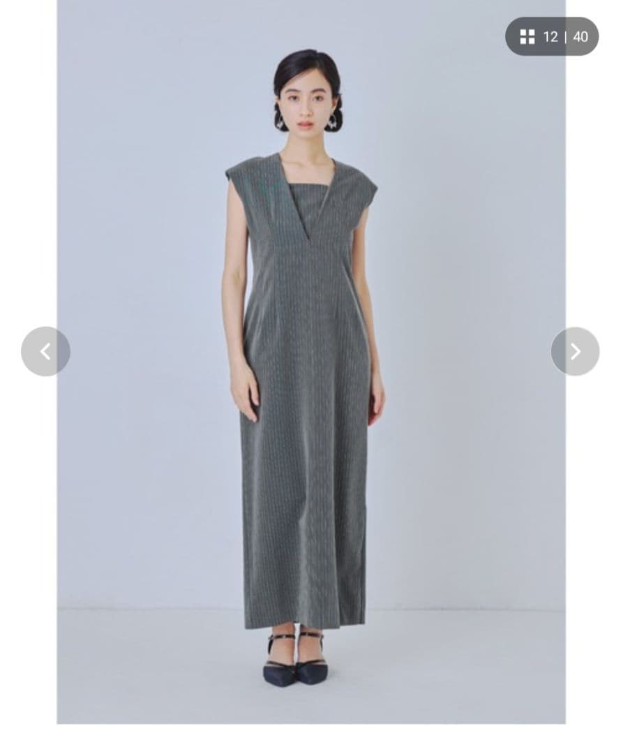 ピンストライプスリーブレスビスチェドレス 2点セット niana