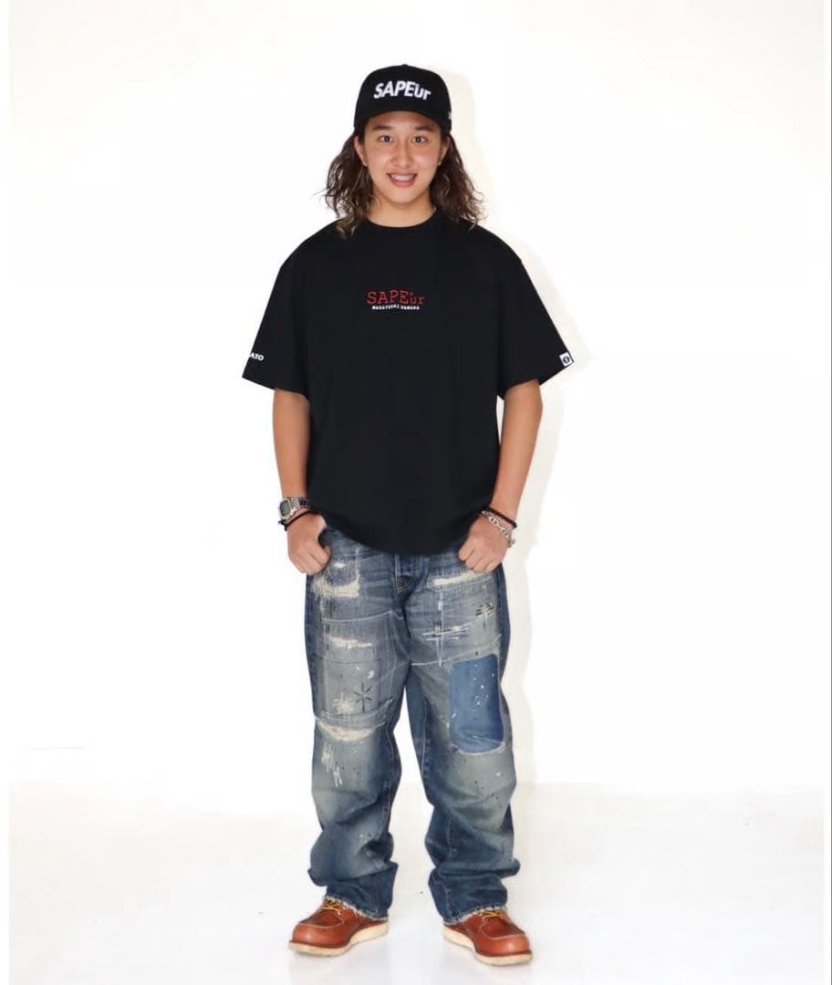 SAPEur LEGEND SMILE HEAD S/S TEE ブラックXXL