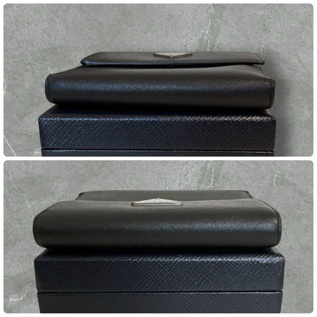 極上美品✨ PRADA プラダ 三つ折り財布 サフィアーノ ブラック 三角ロゴ