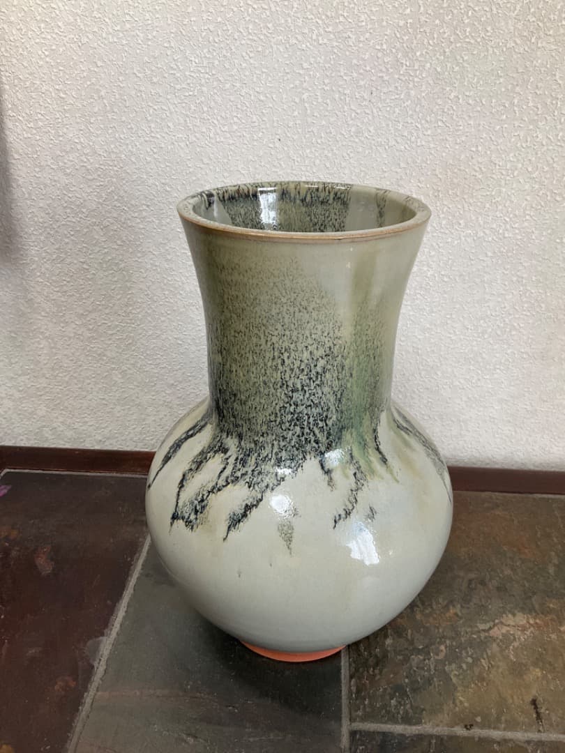 奈良赤膚焼　大塩昭山　大型花瓶　花器　花入