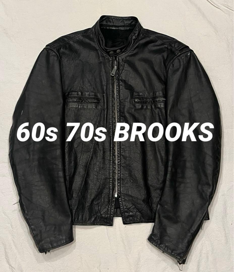 60s 70s ブルックス シングルライダースジャケット 48 XL ボロ