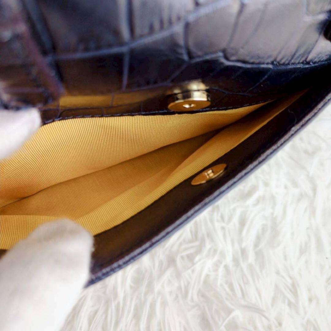 ◾︎極美品◾︎ A.D.M.J ハンドバッグ ミニボストン クロコ型押し ビジュー