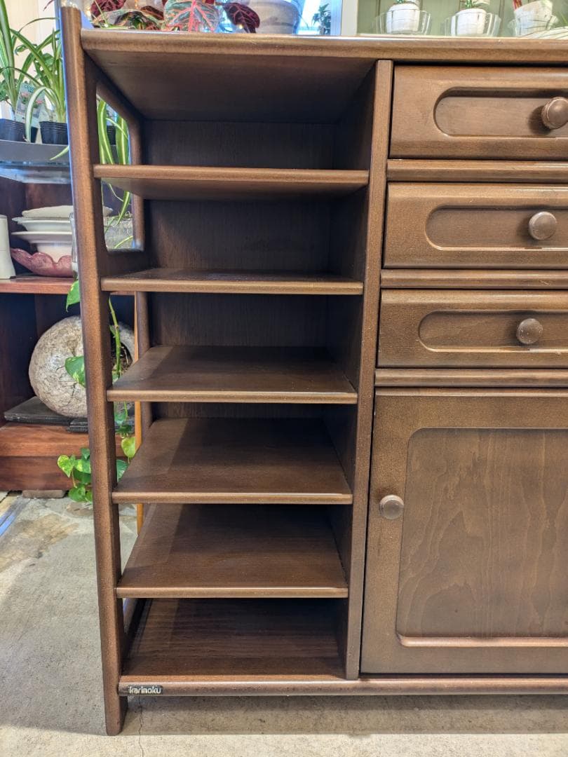 【美品】カリモク ミニサイドボード 電話台 FAX台 木製 収納家具 サイド収納