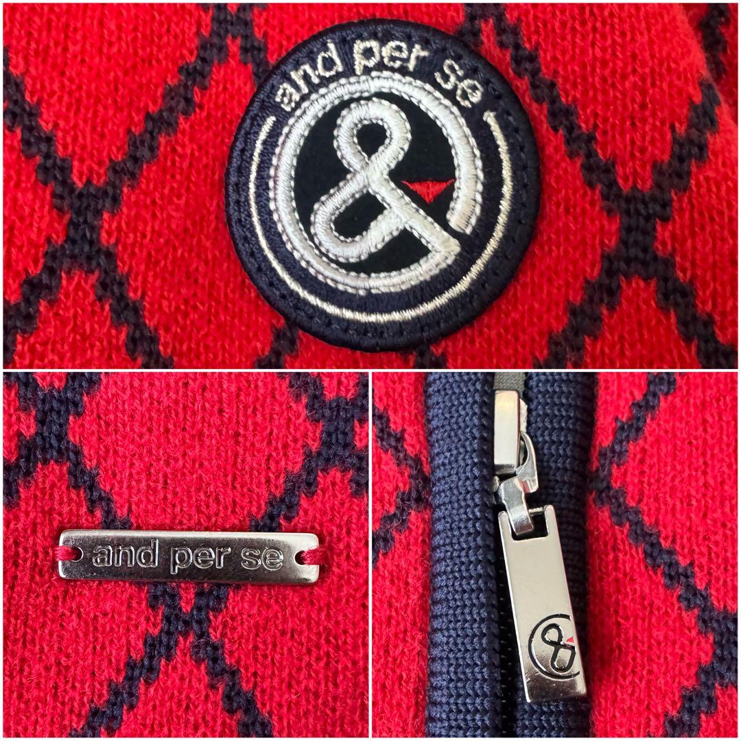 アンパスィ 防風ブルゾン ニットジャケット ジップ ハイネック ゴルフウェア M