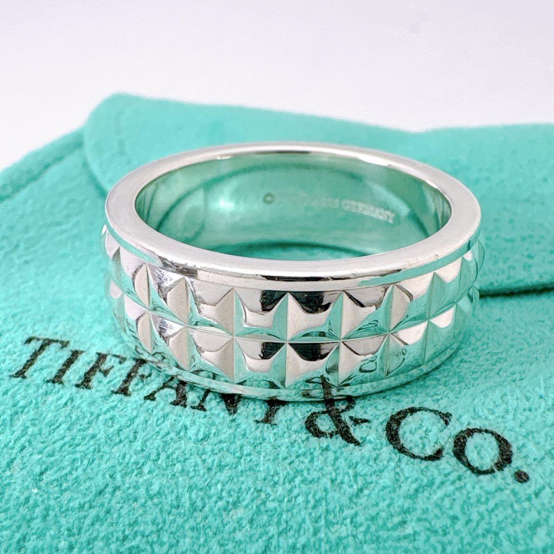 極美品 ティファニー スタッズ ピラミッド ドイツ製 リング 20号 シルバー