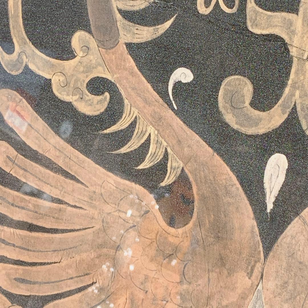 鳳凰　絹　シルク　祖国　漢代　双鳳文　双鳳紋　絵画　中国　骨董品　アンティーク