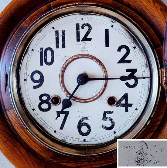 〈完動・美品〉尾張時計地球馬印　木地丸尾長ゼンマイ振り子時計 ボンボン時計古時計