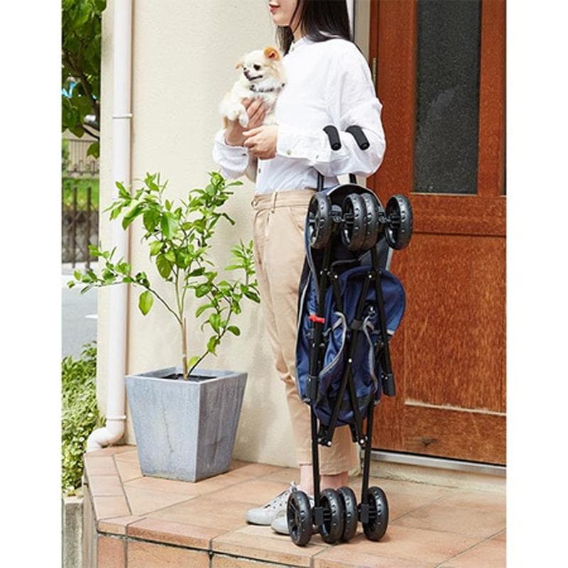 Porta ペット用軽量折りたたみお出かけカート ブルー 犬 猫 キャリー 青