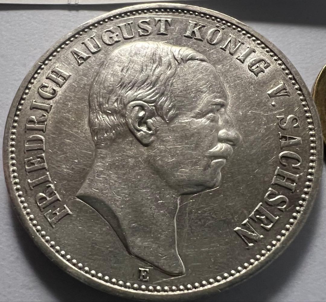 招*@様 1914年ドイツ　ザクセン王国　5マルク 銀貨　ハイグレード
