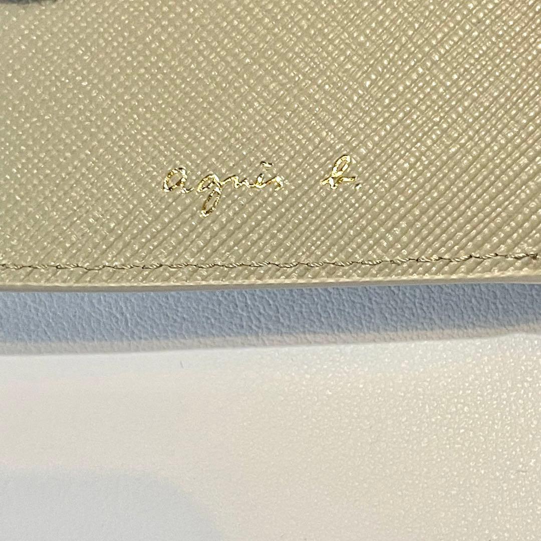 新品未使用✨agnes b. 折り財布 三つ折り ロゴ金具 レザー ベージュ