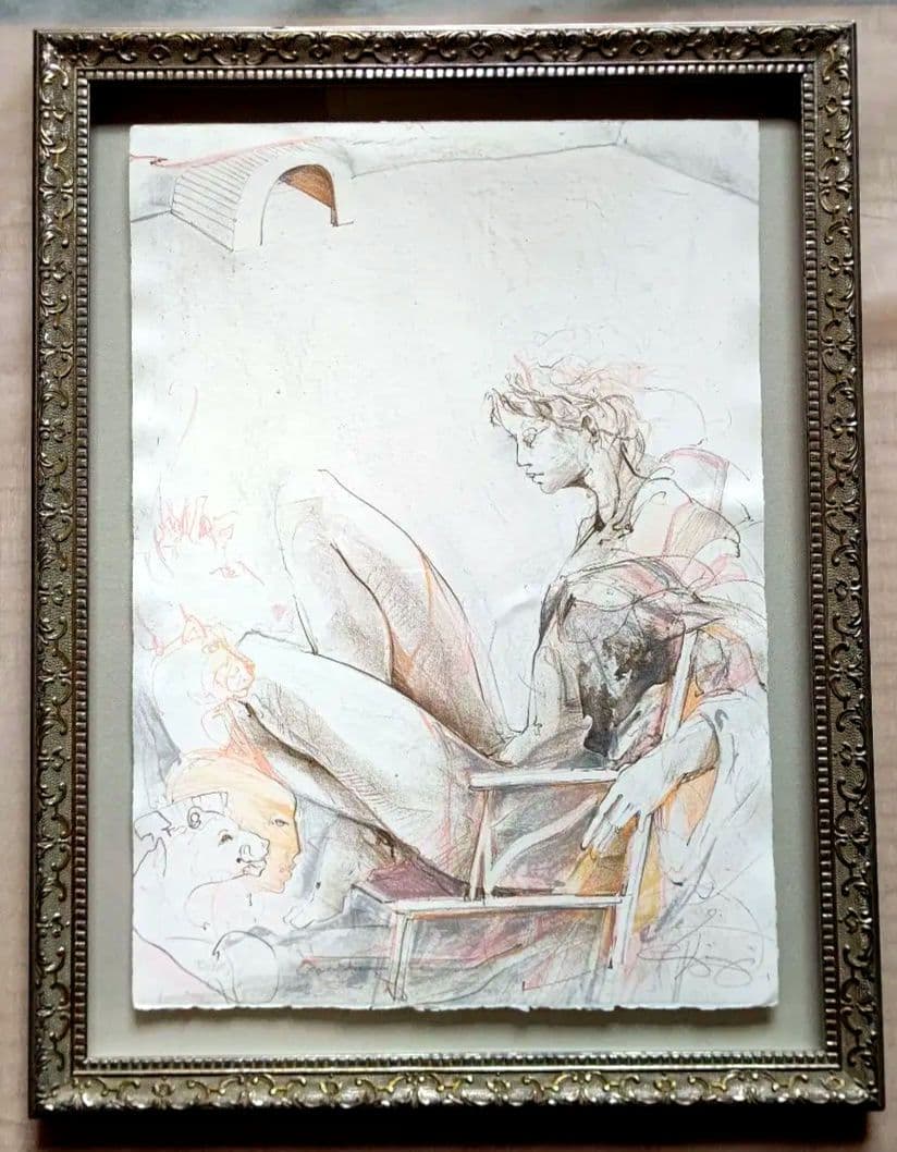特価◯絵画　スト−ンリトグラフ版画　額装品