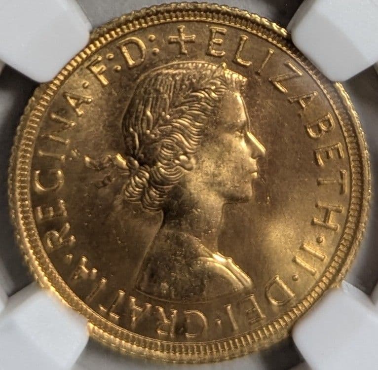 1964年/NGC/MS65/ヤングヤング/ソブリン金貨/エリザベス２世