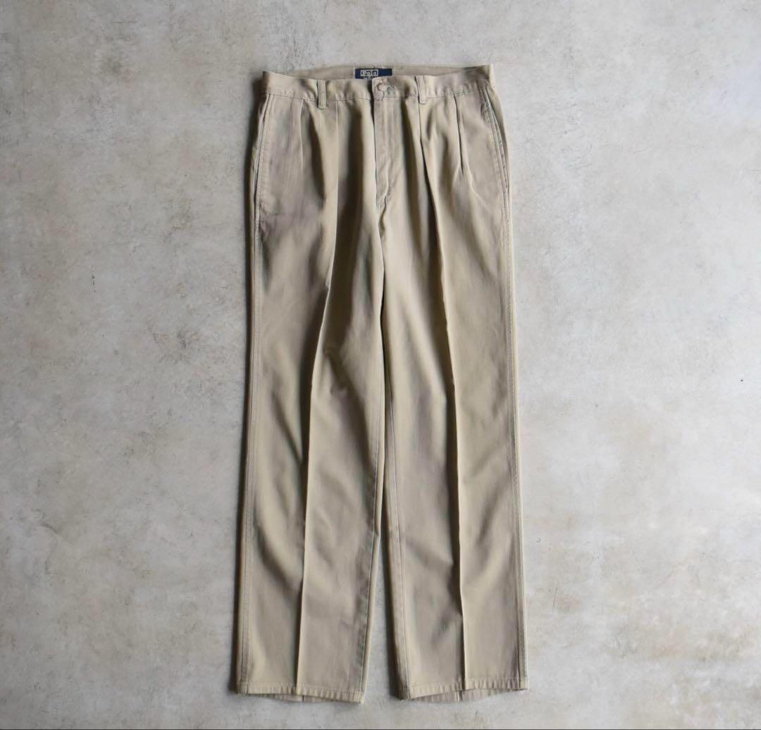 90s ラルフローレン ポロチノ タックチノ USA製 TALONジップ W32