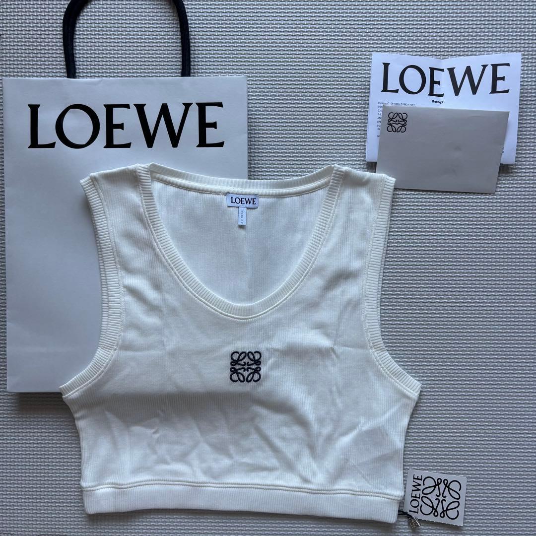【正規品】LOEWE ロエベ リブ編みタンクトップ S ホワイト　新品未使用