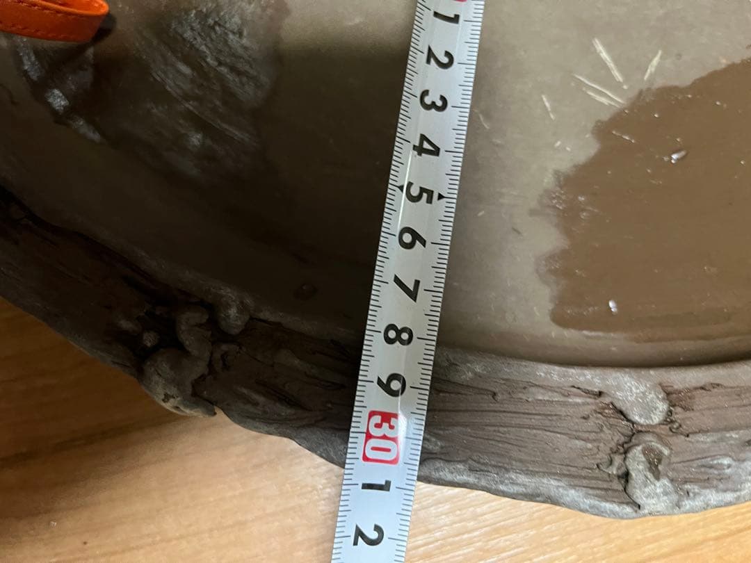 盆栽鉢　水盤　手捻り盆栽　陶一作　一点物鉢　水石　石付き盆栽　3.1kg 山野草